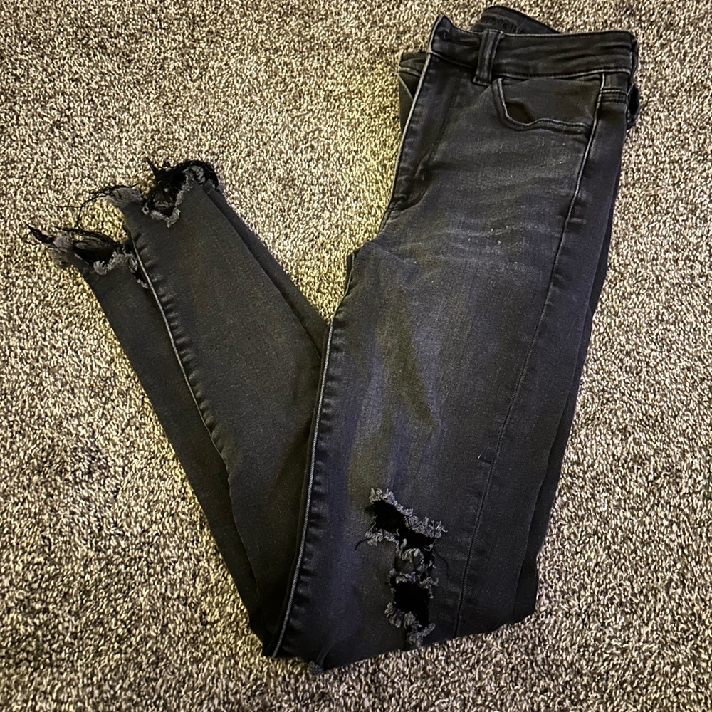 American Eagle Black Ripped Skinny Jeans